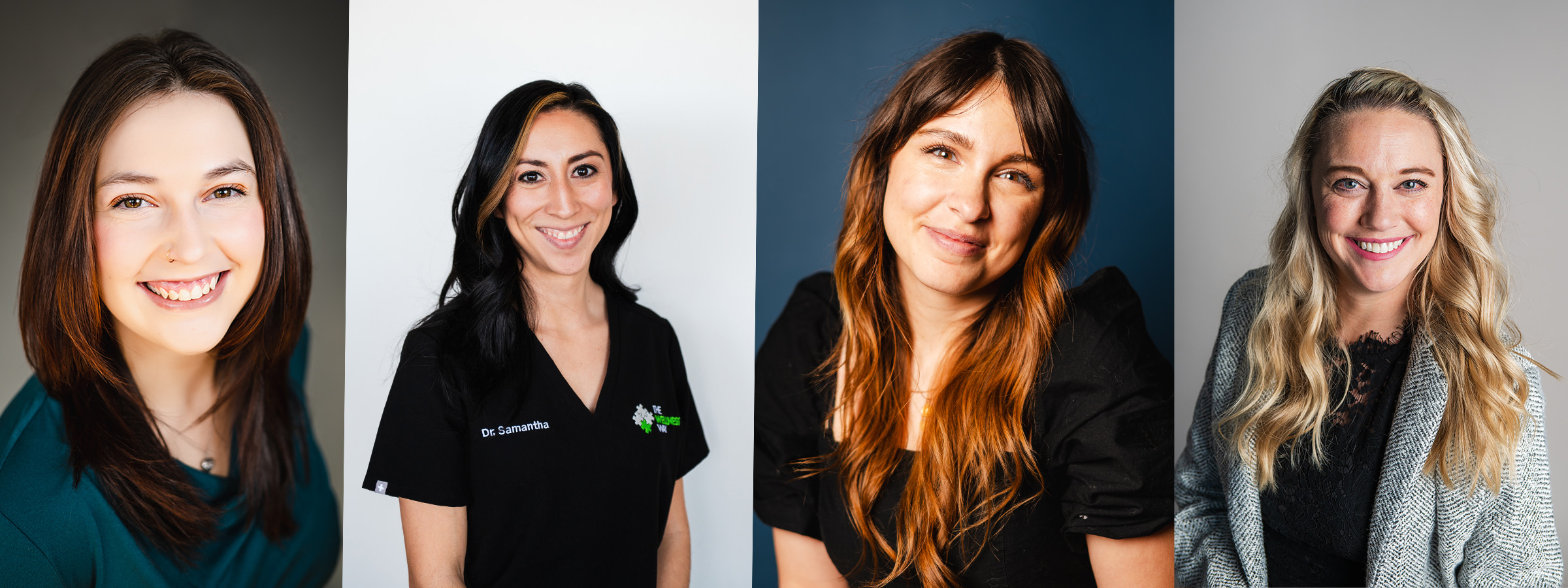 Denver headshot photography examples of women in professional attire with clean, modern backgrounds.